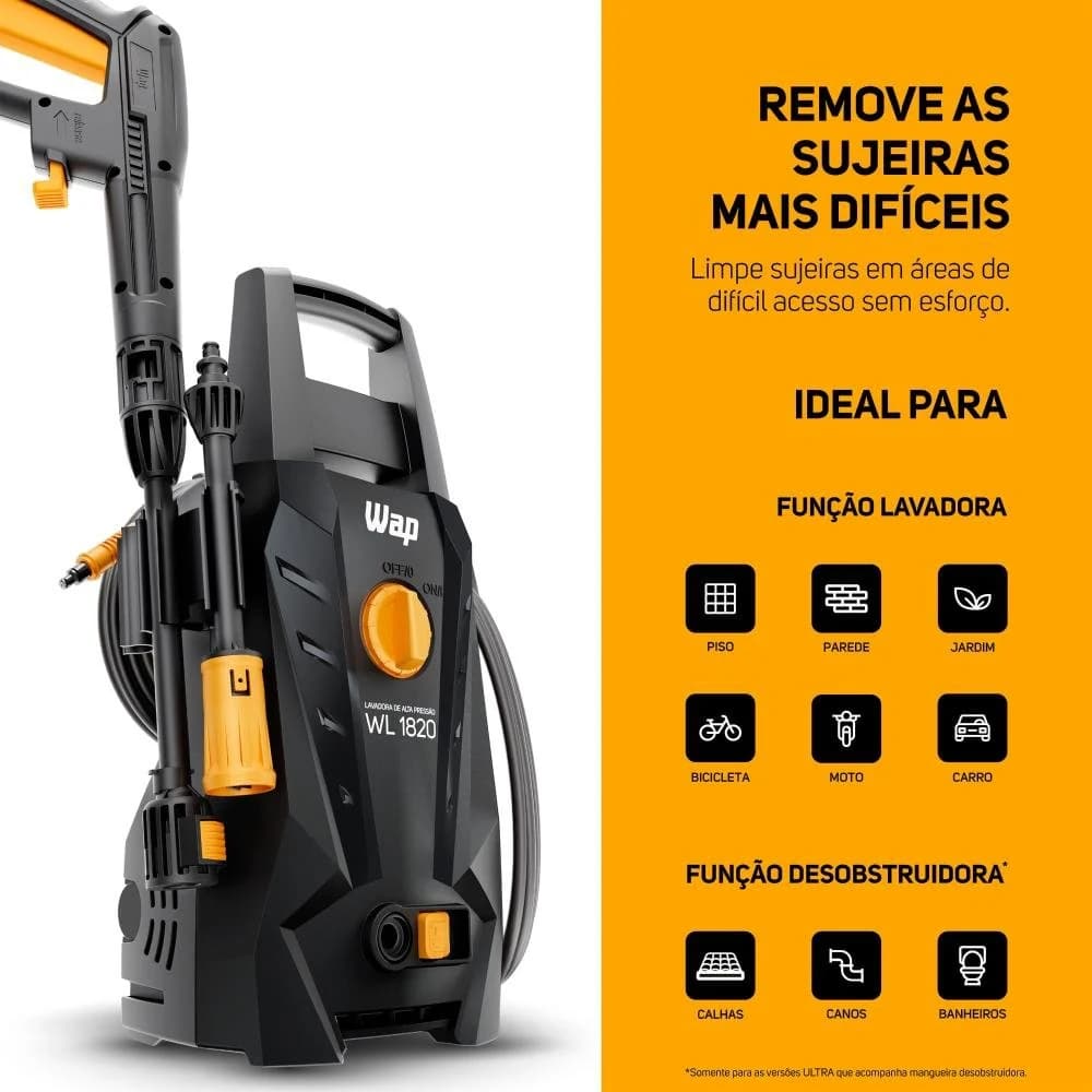 Desobstruidora de Alta Pressão 1400W 1500PSI WAP WL 1820 Black Ultra Padrão — foto 13 de 15