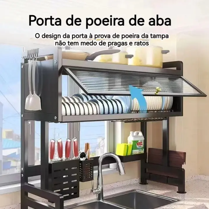 Armário Escorredor de Louças Pia 85cm ou 65cm Tampa Protetora Multiuso Organizada 65 CM — foto 7 de 9