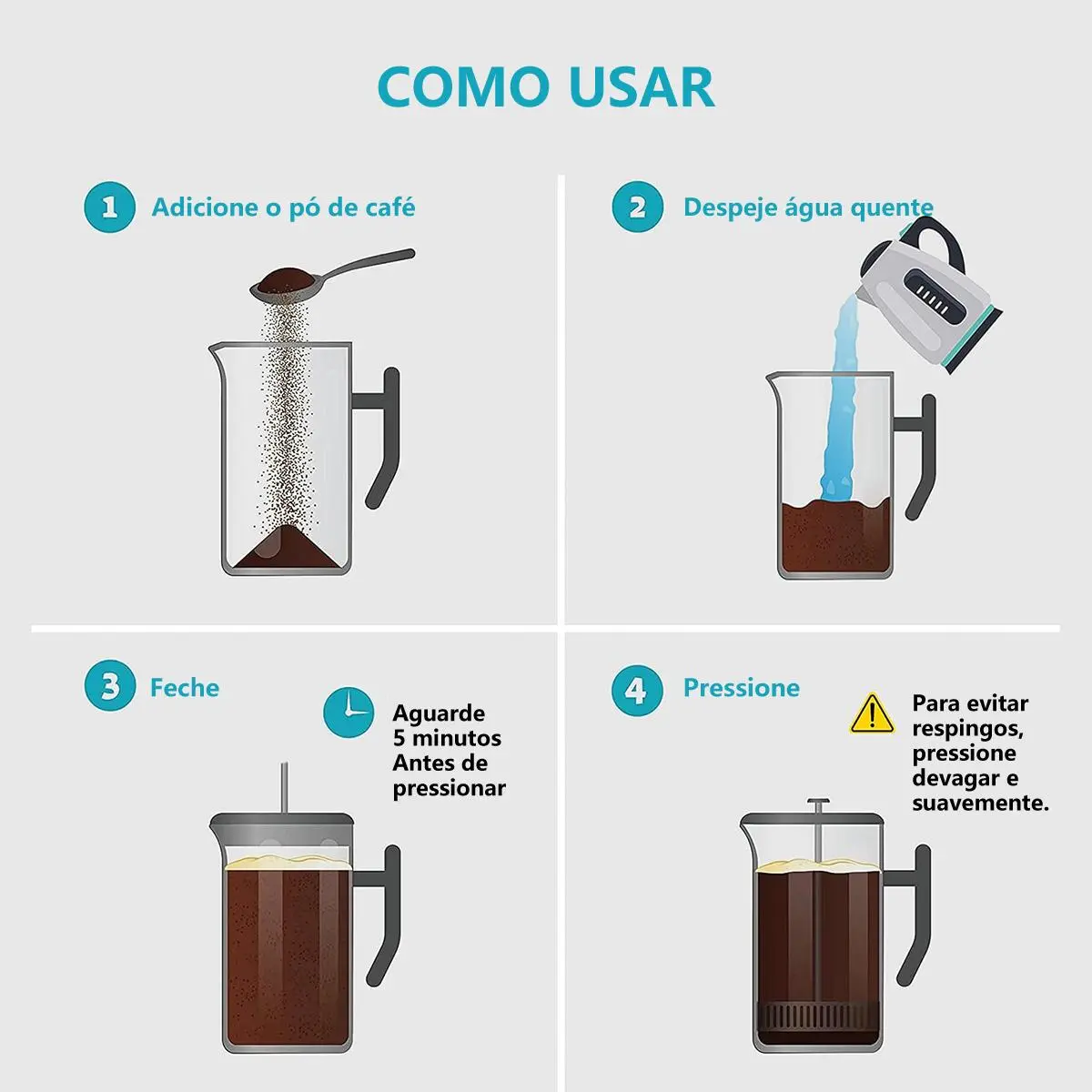 ICoffee cafeteira francesa Icoffee preta, 700 ml, em aço inoxidável, com isolamento térmico de dupla camada Padrão — foto 6 de 9