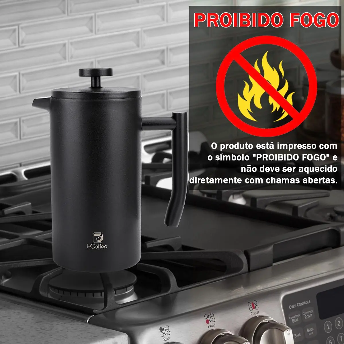 ICoffee cafeteira francesa Icoffee preta, 700 ml, em aço inoxidável, com isolamento térmico de dupla camada Padrão — foto 9 de 9