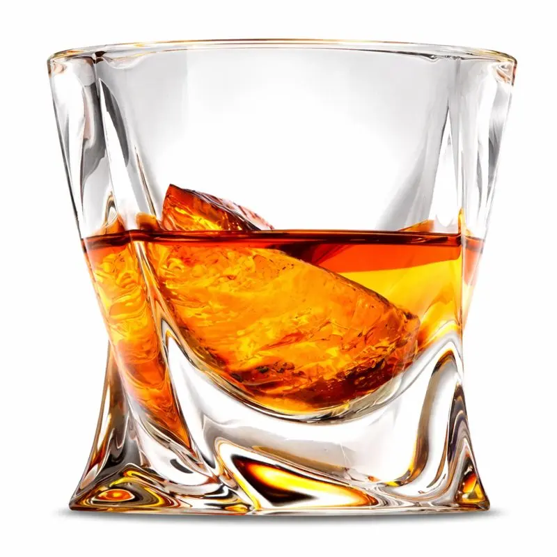 Jogo 06 Copos De Vidro Torcido 300ml Whisky Drinks Licor Vodka