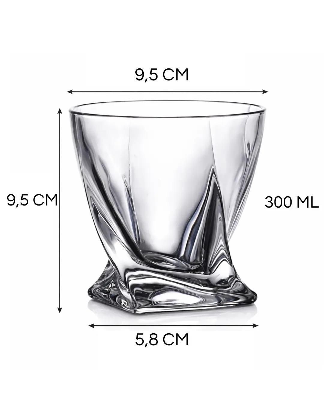 Jogo 06 Copos De Vidro Torcido 300ml Whisky Drinks Licor Vodka Vidro — foto 5 de 6
