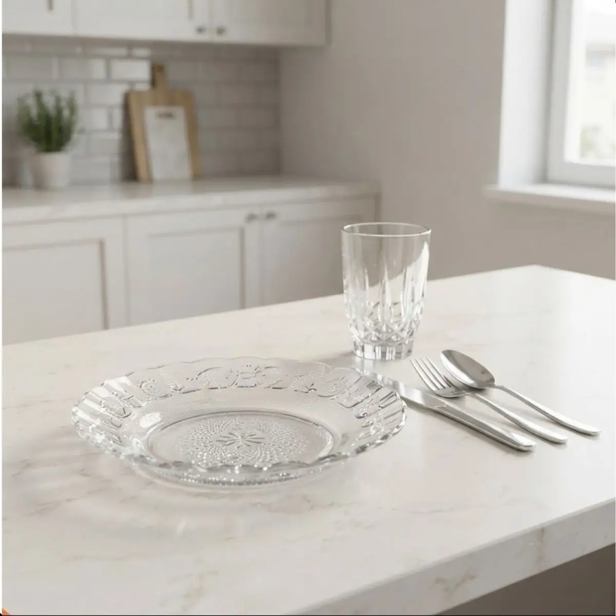 Jogo de Jantar 20 Peças Vidro e Inox 4 Pratos Estrela 4 Copos Konia Talheres Aço Inox Kit Completo Padrão — foto 4 de 9