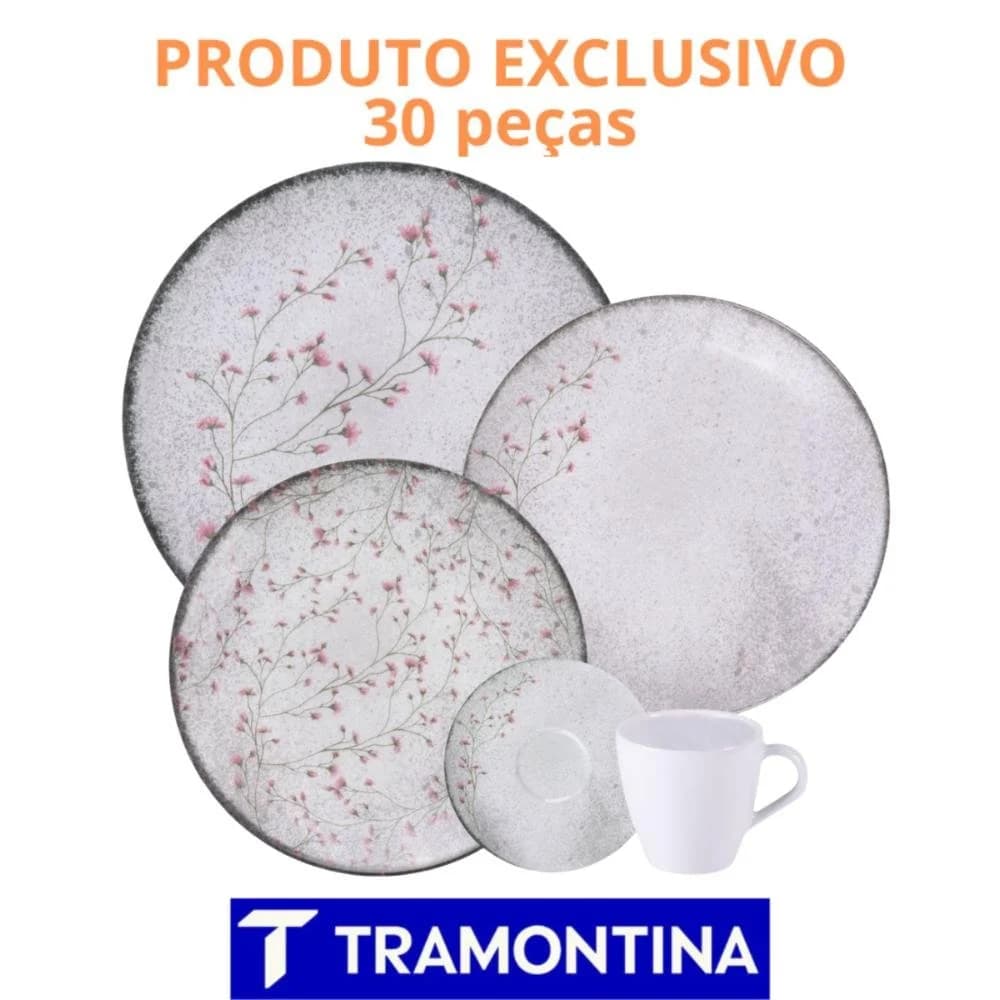 Jogo de Jantar 30 Peças Floralis Porcelana Tramontina