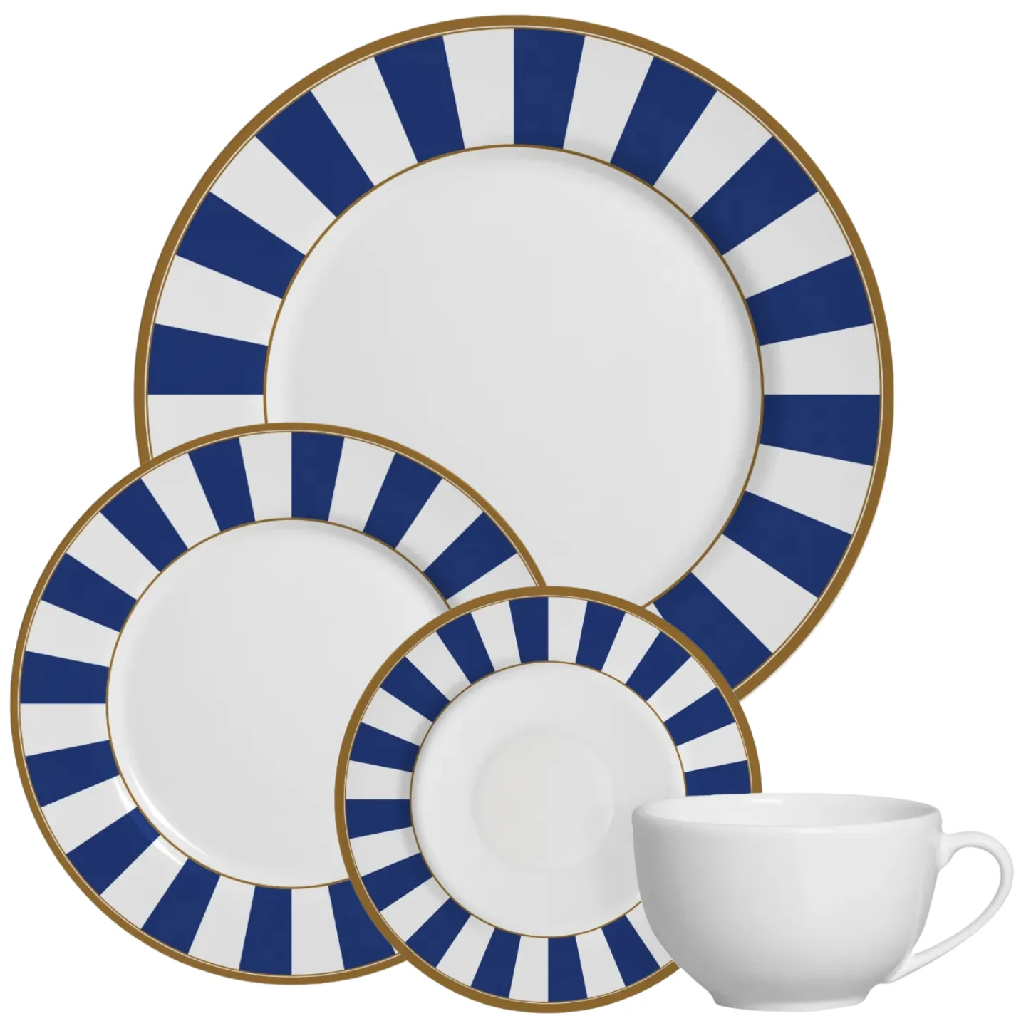 Jogo de Jantar e Chá Stripe Azul - 24 Pçs