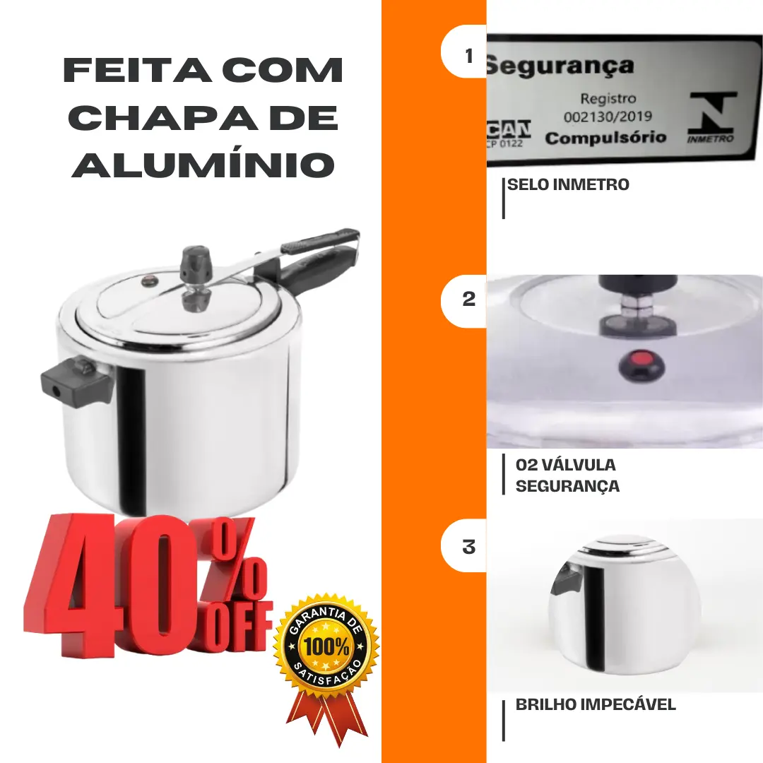 Kit 02 Panela De Pressão 4,5 litros 3,0 Litros Polida Em Alumínio Caçarola Cozinha Padrão — foto 3 de 9
