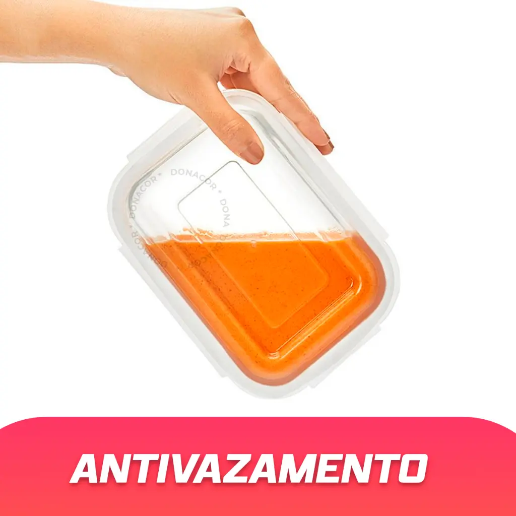 Kit 5 Potes Vidro Hermético mantimentos marmita 370ml - Pote Hermético - Oliver Home Azul — foto 4 de 5