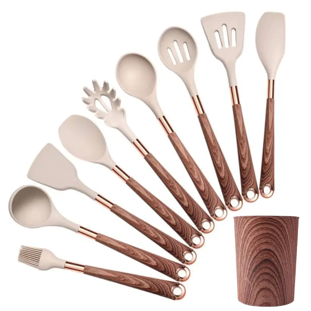 Kit De Talheres Silicone Belmont Bege 10 Peças Grande Moderno Luxo Padrão — foto 2 de 7