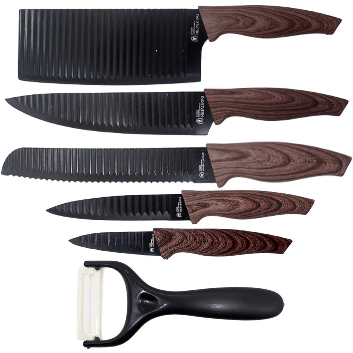 Kit Jogo De Faca Conjunto Faqueiro Cozinha Churrasco 6 Peças Preto — foto 2 de 5