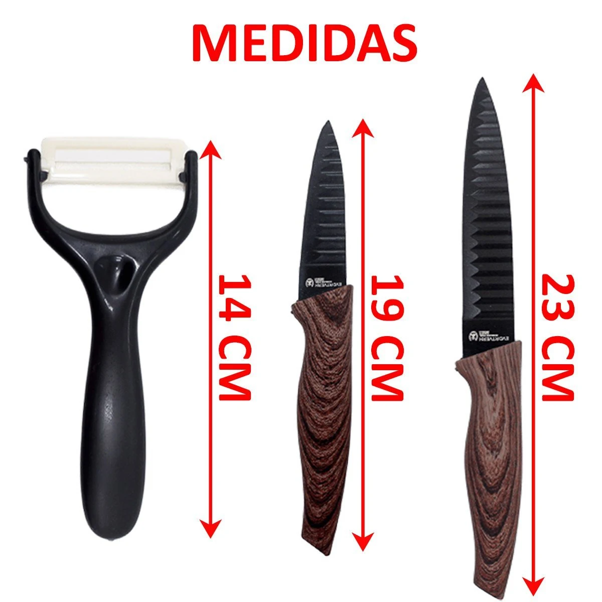 Kit Jogo De Faca Conjunto Faqueiro Cozinha Churrasco 6 Peças Preto — foto 4 de 5