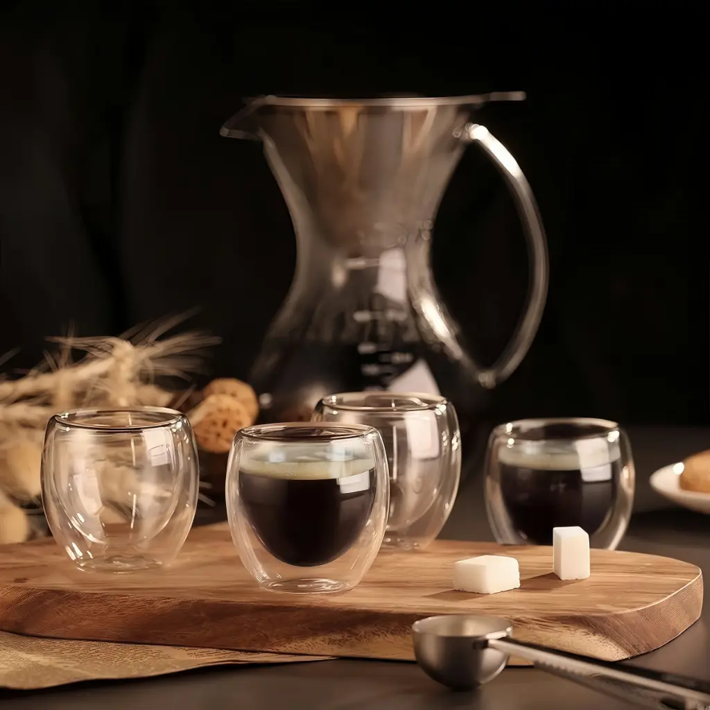 Novidades 2026Conjunto com 6 Copos de Vidro Térmico Dupla Parede para Café Expresso 80ml Kit 6(80ML) — foto 4 de 9