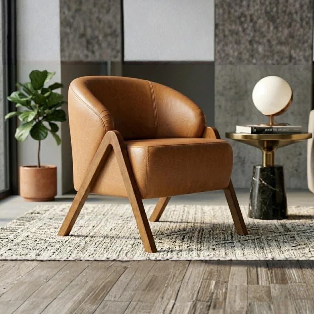 Poltrona Decorativa Iris Pes Madeira Courino MOLL Tcs 727 — foto 8 de 8