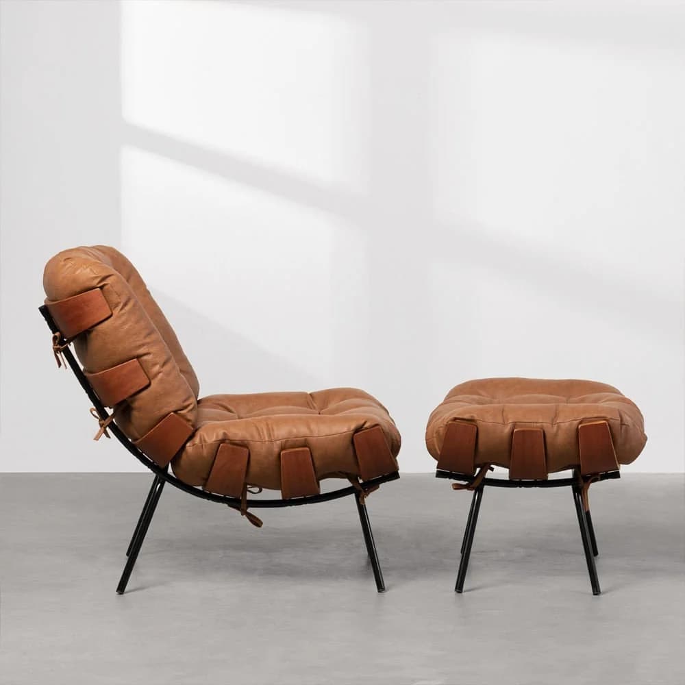Poltrona e Puff Costela Slim - Cognac Cognac — foto 2 de 4