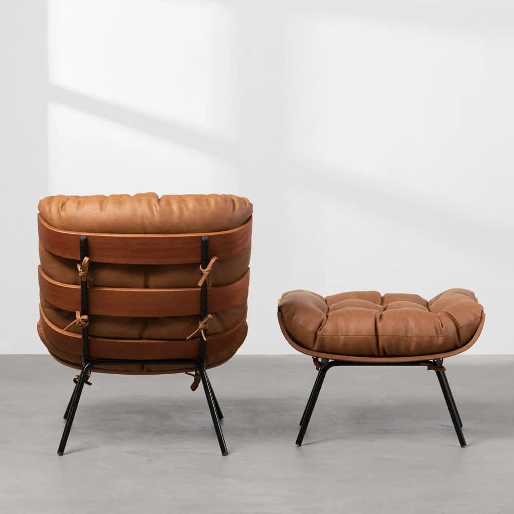 Poltrona e Puff Costela Slim - Cognac Cognac — foto 3 de 4