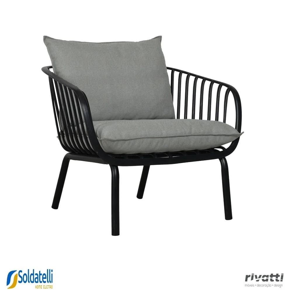 Poltrona Seiva Fendi/Amêndoa ou Preta/Cinza Mescla  - Rivatti