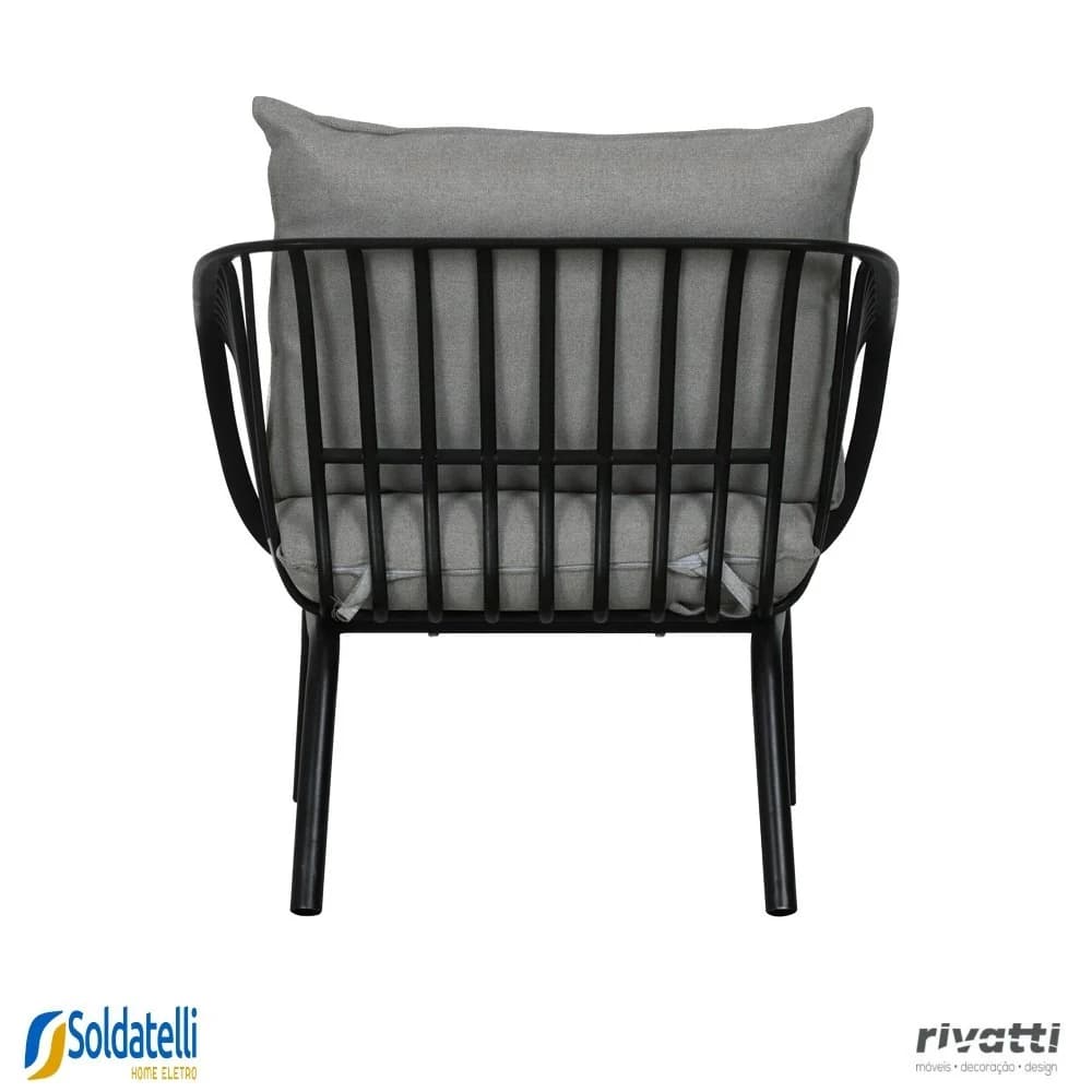 Poltrona Seiva Fendi/Amêndoa ou Preta/Cinza Mescla  - Rivatti Preta — foto 4 de 5