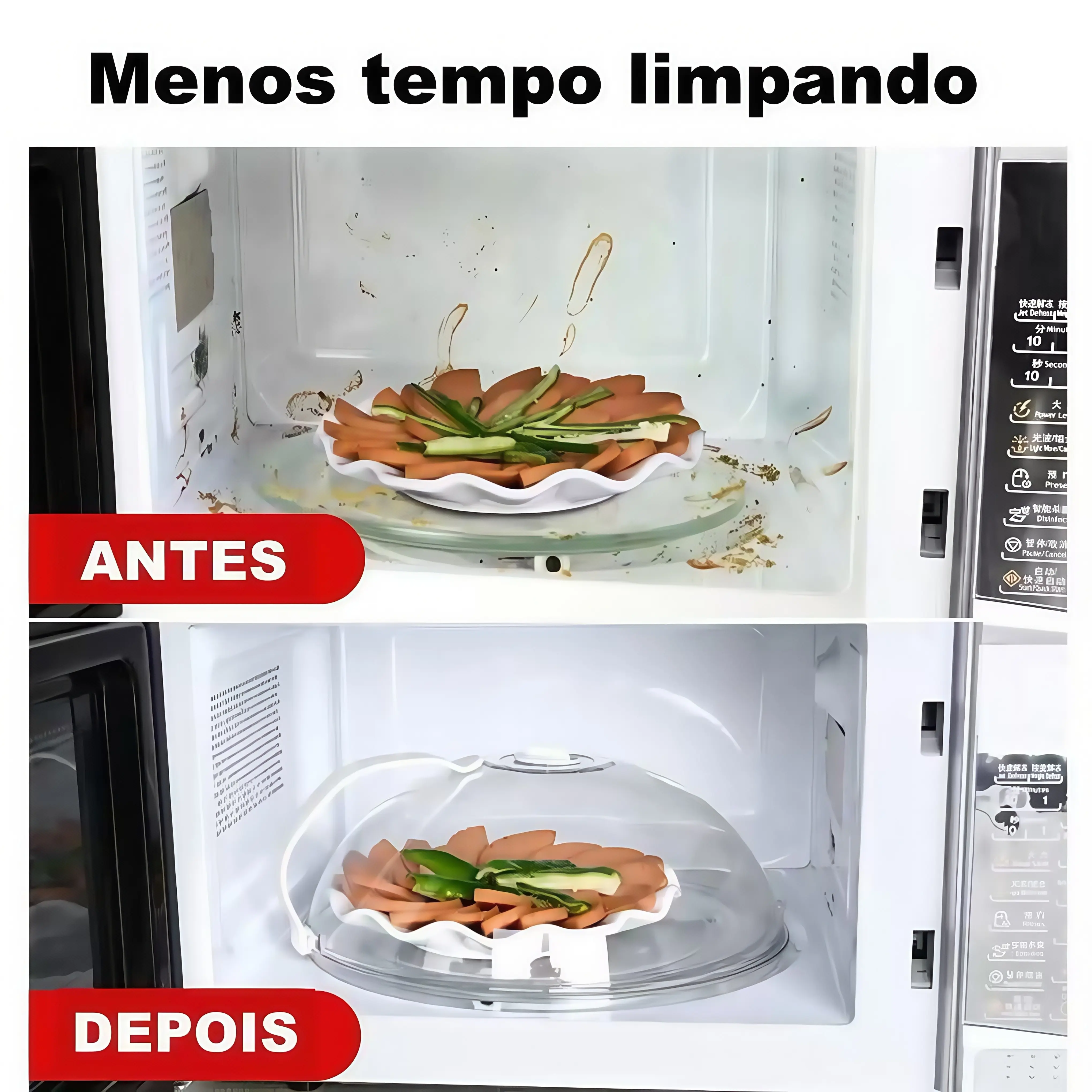 Tampa Para Microondas Protetor Alimentos Anti Sujeira Comida Com Válvula Alça De Plástico Pratos 1 unidade — foto 7 de 9
