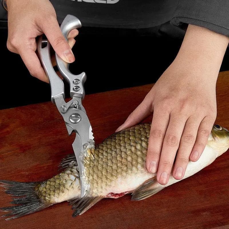 Tesoura de Cozinha Multiuso Forte - Corta Osso de Frango e Peixe, Carnes, Legumes | Aço Inoxidável Profissional prateado — foto 4 de 8