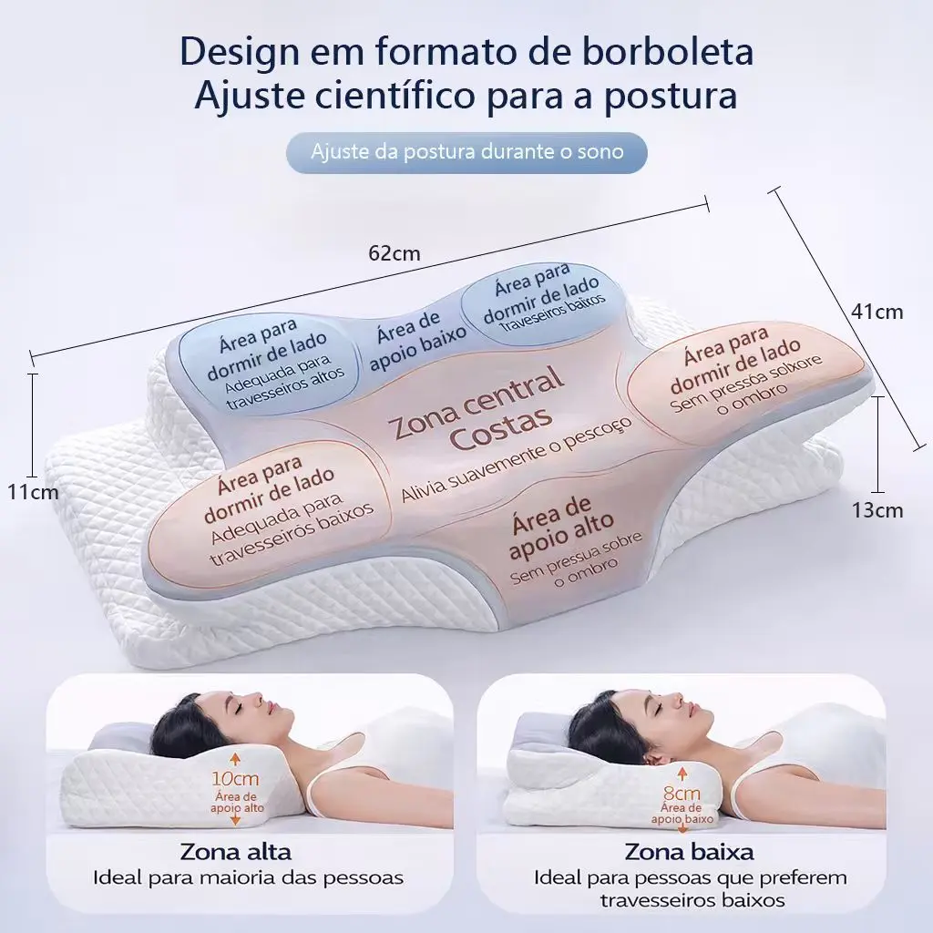 Travesseiro Cervical Ergonômico Espuma de Memória — Sono Confortável 1 unidade · Branco — foto 3 de 9