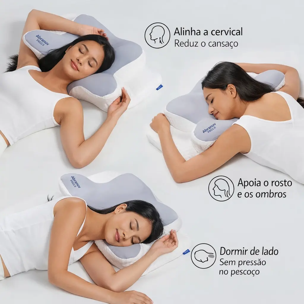 Travesseiro Cervical Ergonômico Espuma de Memória — Sono Confortável 1 unidade · Branco — foto 5 de 9