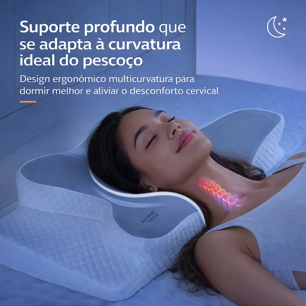 Travesseiro Cervical Ergonômico Espuma de Memória — Sono Confortável 1 unidade · Branco — foto 6 de 9