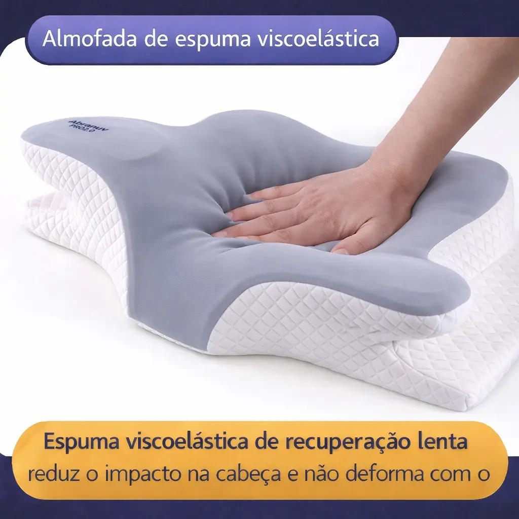 Travesseiro Cervical Ergonômico Espuma de Memória — Sono Confortável 1 unidade · Branco — foto 8 de 9