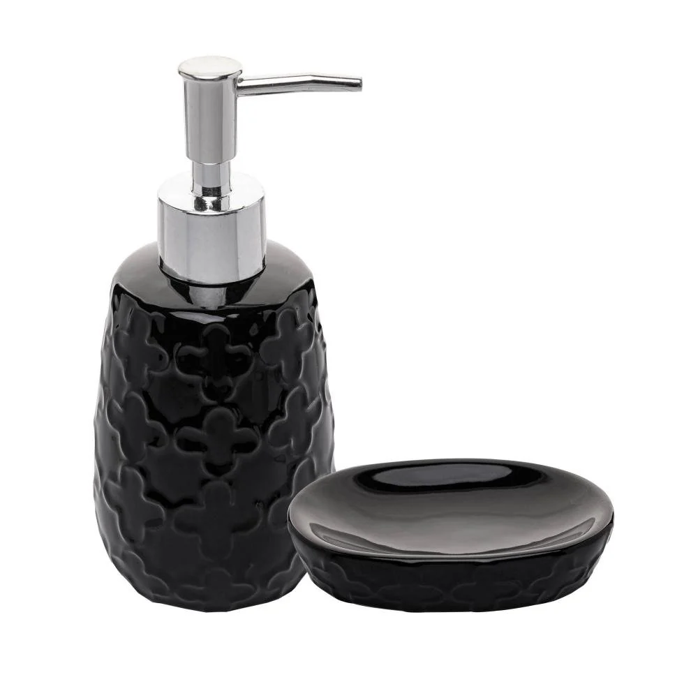 2 Peças para Banheiro Wolff Clover de Cerâmica Preto