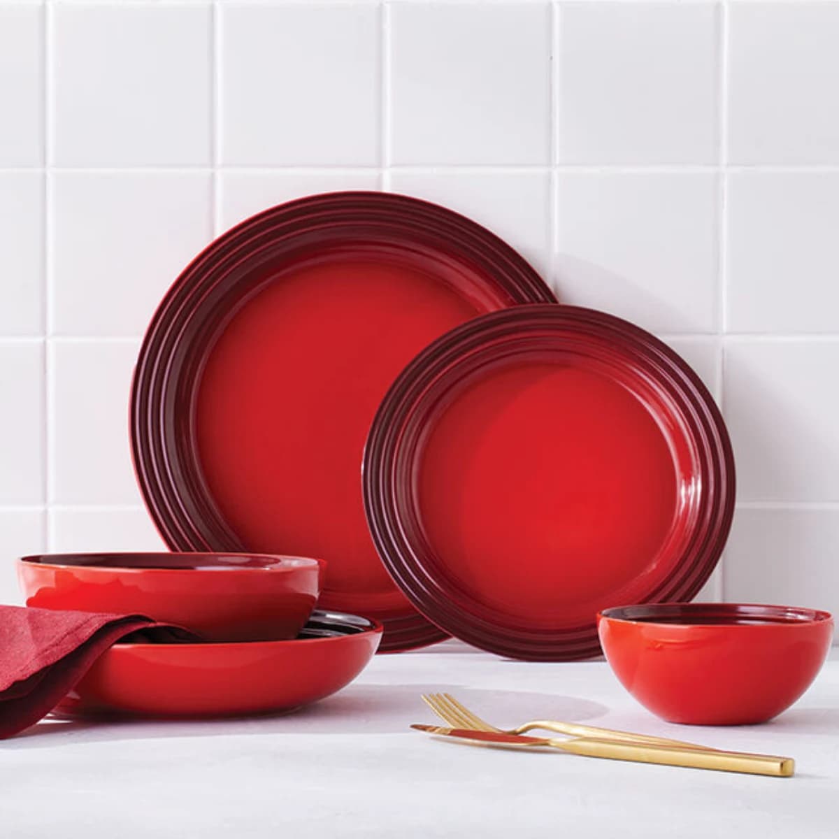 Aparelho de Jantar em Ceramica 12 Pecas Vermelho Le Creuset Vermelho — foto 5 de 6