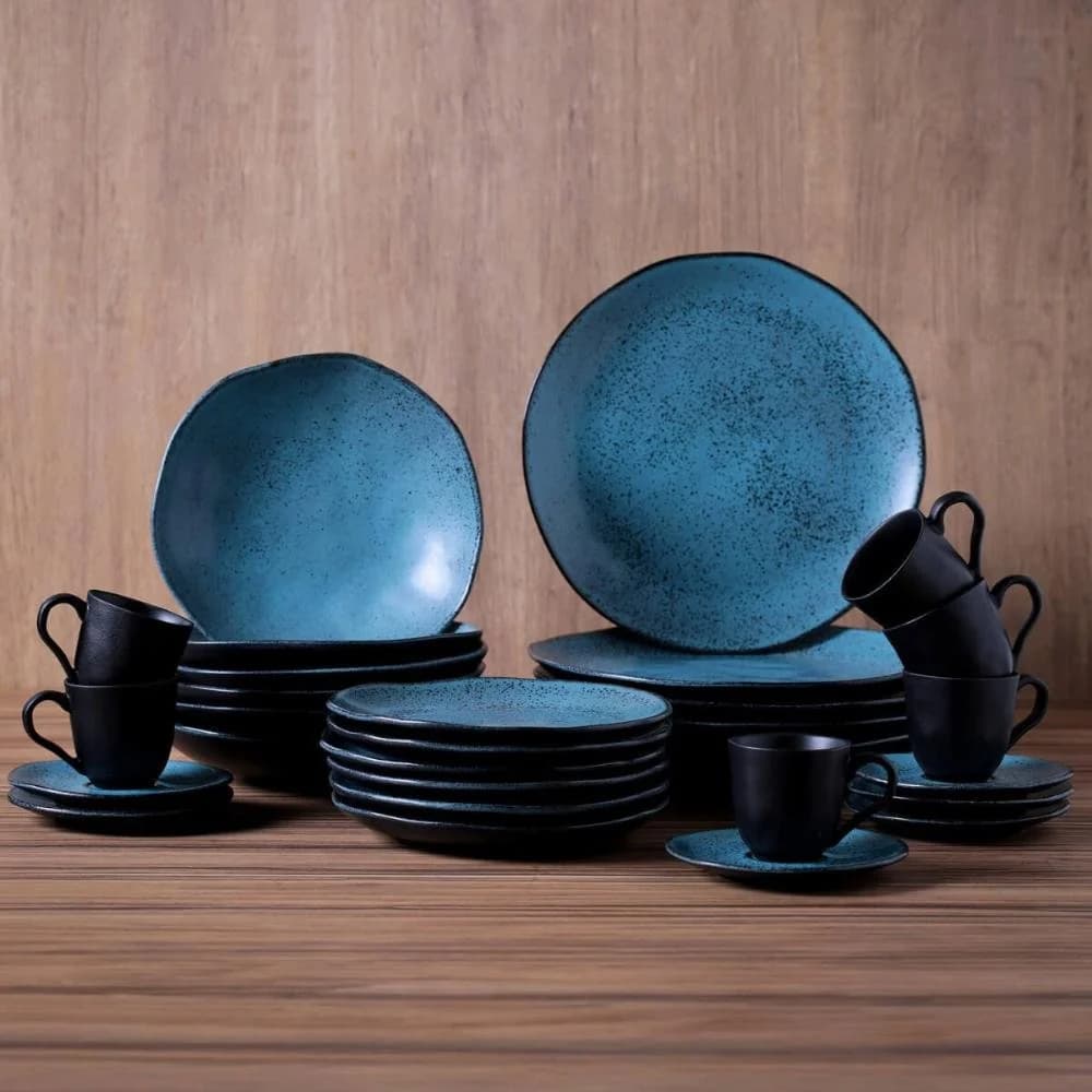 Aparelho de Jantar Orgânico Petroleum 30 Peças Porto Brasil Cerâmica Stoneware Azul Mesa Posta Petroleum · 30 peças — foto 3 de 5