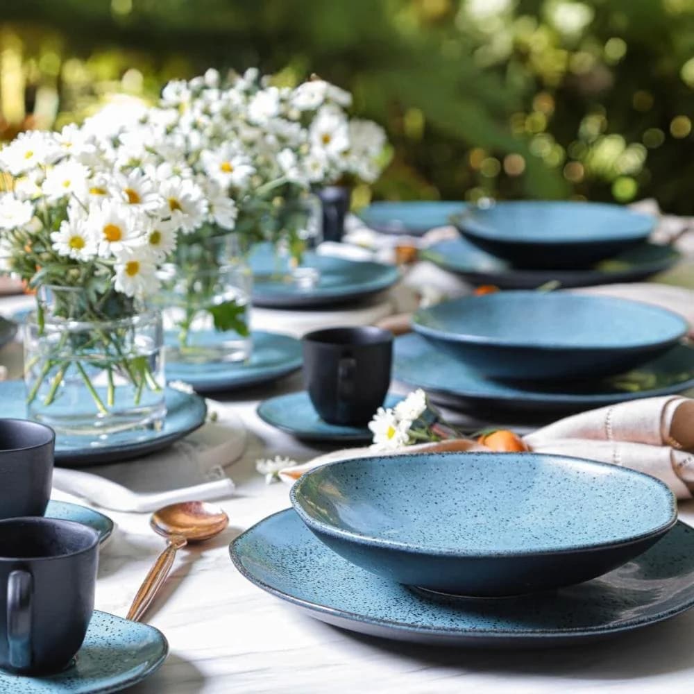 Aparelho de Jantar Orgânico Petroleum 30 Peças Porto Brasil Cerâmica Stoneware Azul Mesa Posta Petroleum · 30 peças — foto 4 de 5