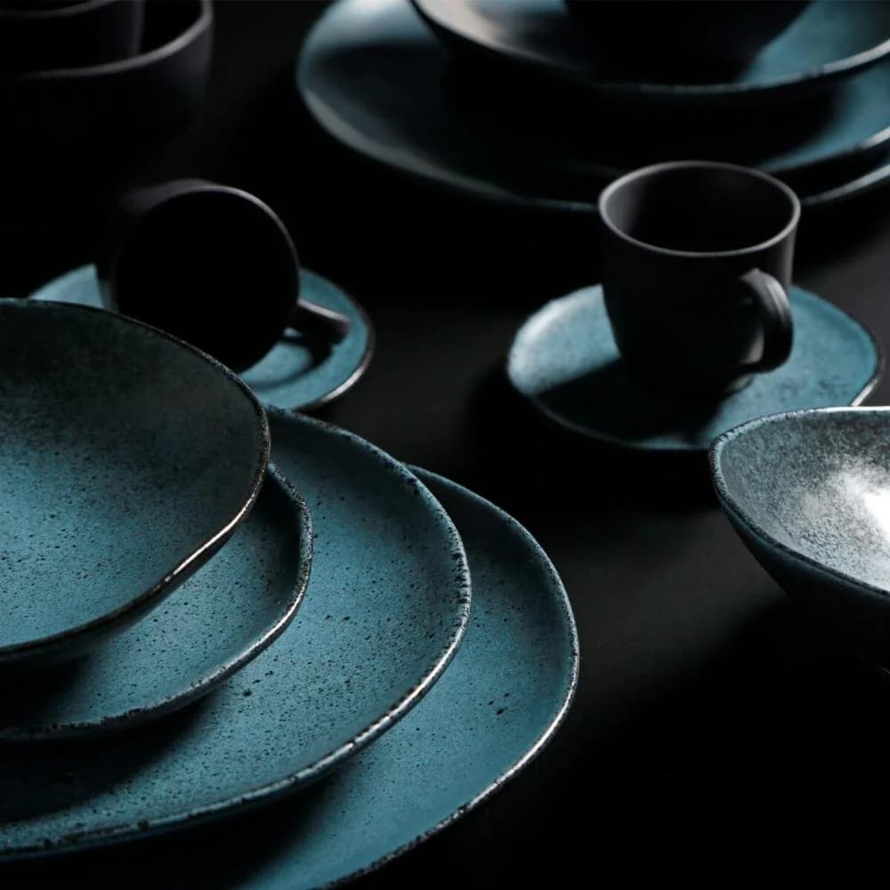 Aparelho de Jantar Orgânico Petroleum 30 Peças Porto Brasil Cerâmica Stoneware Azul Mesa Posta Petroleum · 30 peças — foto 5 de 5