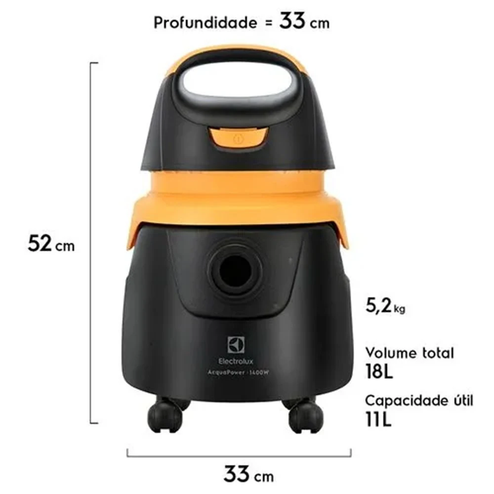 ASPIRADOR DE PO E AGUA ELECTROLUX ACQUA POWER 11L AMARELO 127V AQP20 127V — foto 6 de 6