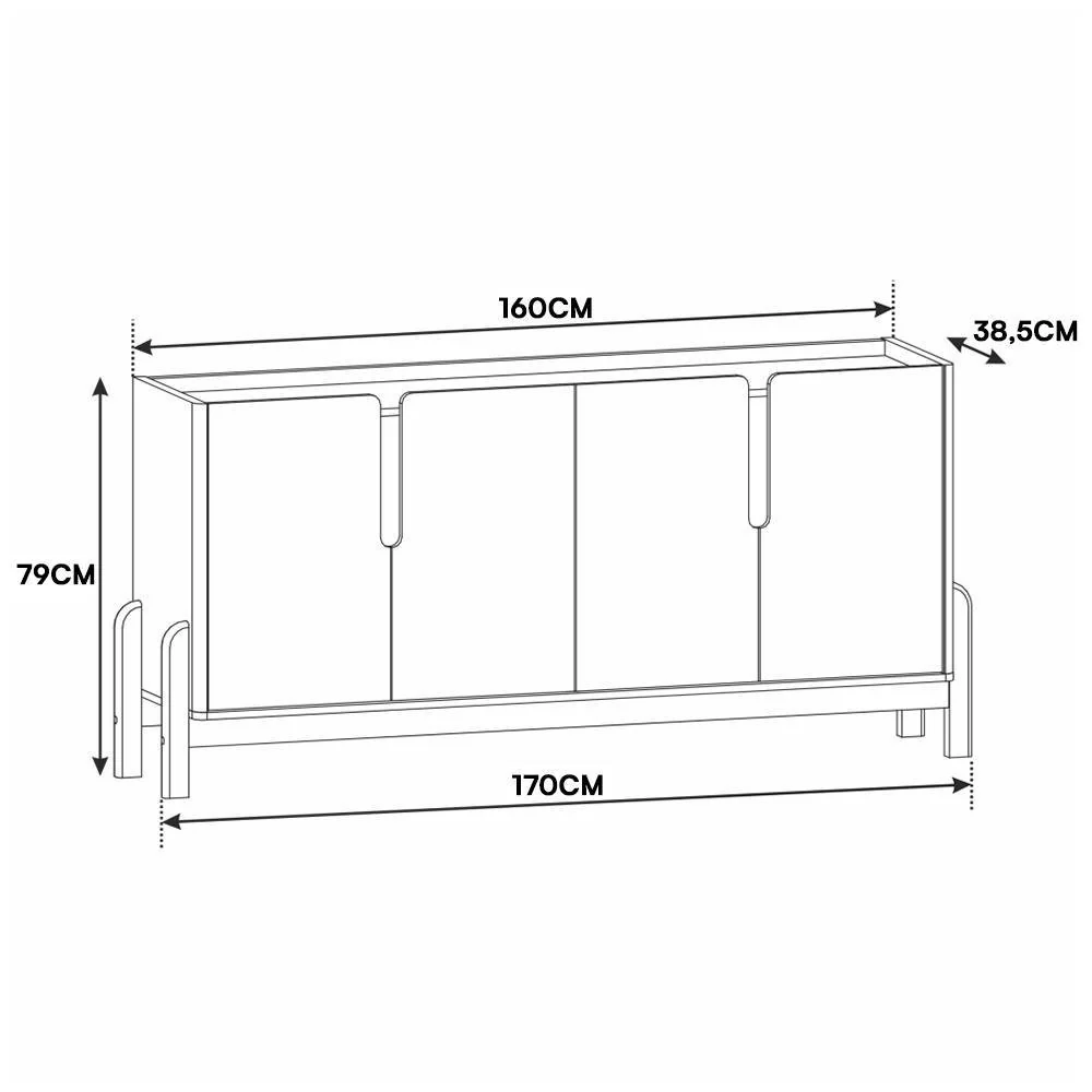 Buffet Aparador Lizz 170cm 4 Portas - Casa D Off White/Cedro — foto 4 de 4
