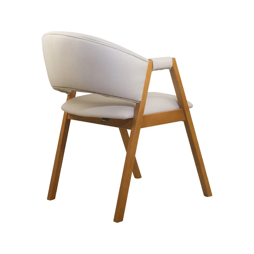 Cadeira de Jantar Estofada Litchi Amêndoa com Linho Off White - WP 59263 Off-white — foto 2 de 4