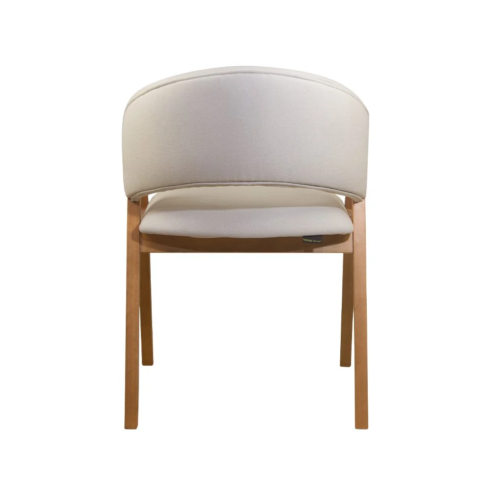 Cadeira de Jantar Estofada Litchi Amêndoa com Linho Off White - WP 59263 Off-white — foto 3 de 4