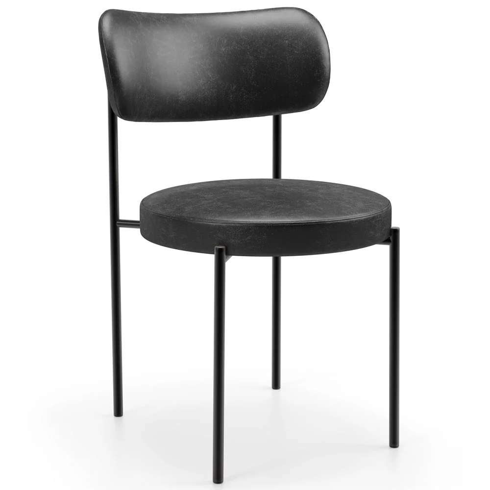 Cadeira Decorativa Estofada Para Sala De Jantar Louise L02 Couríssimo Preto - Lyam Decor Preto — foto 1 de 8