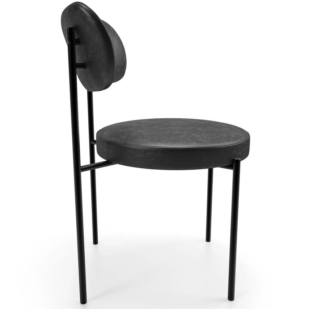 Cadeira Decorativa Estofada Para Sala De Jantar Louise L02 Couríssimo Preto - Lyam Decor Preto — foto 7 de 8