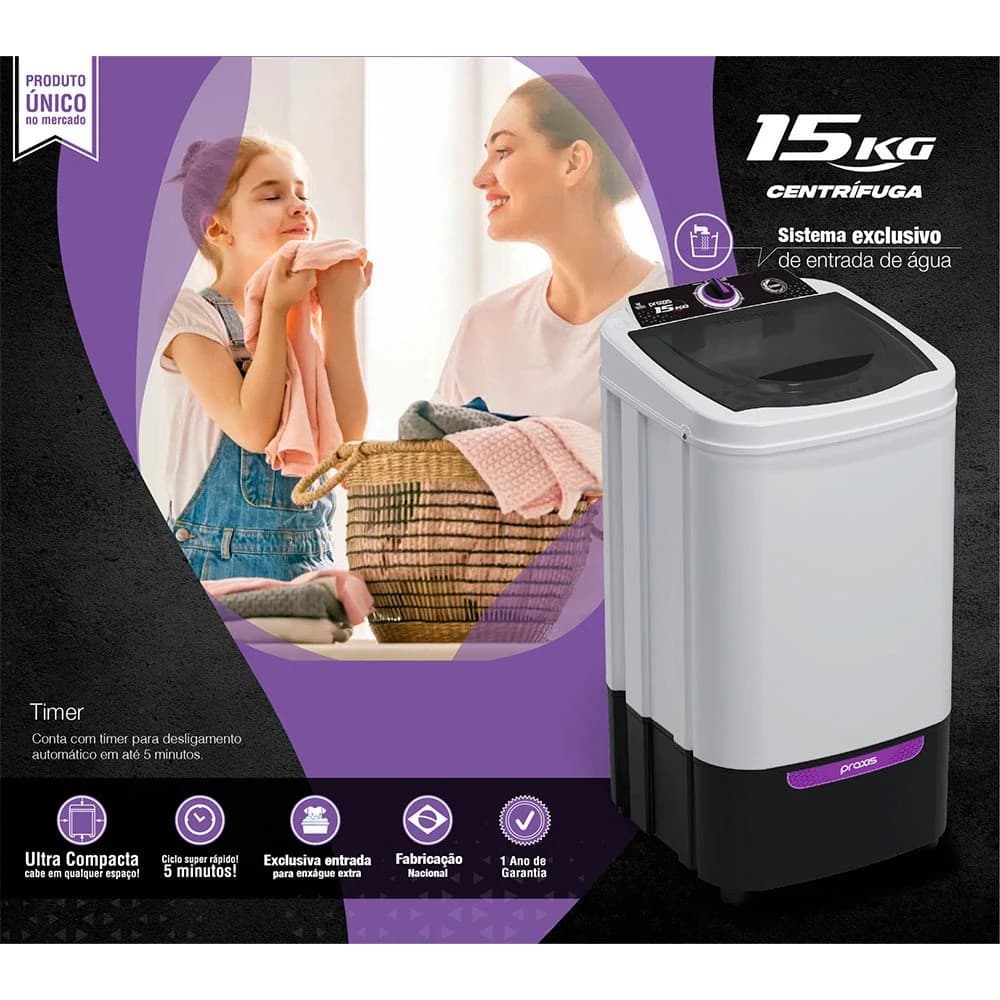 Centrífuga de Roupas 15Kg com Timer Praxis Branco — foto 2 de 7