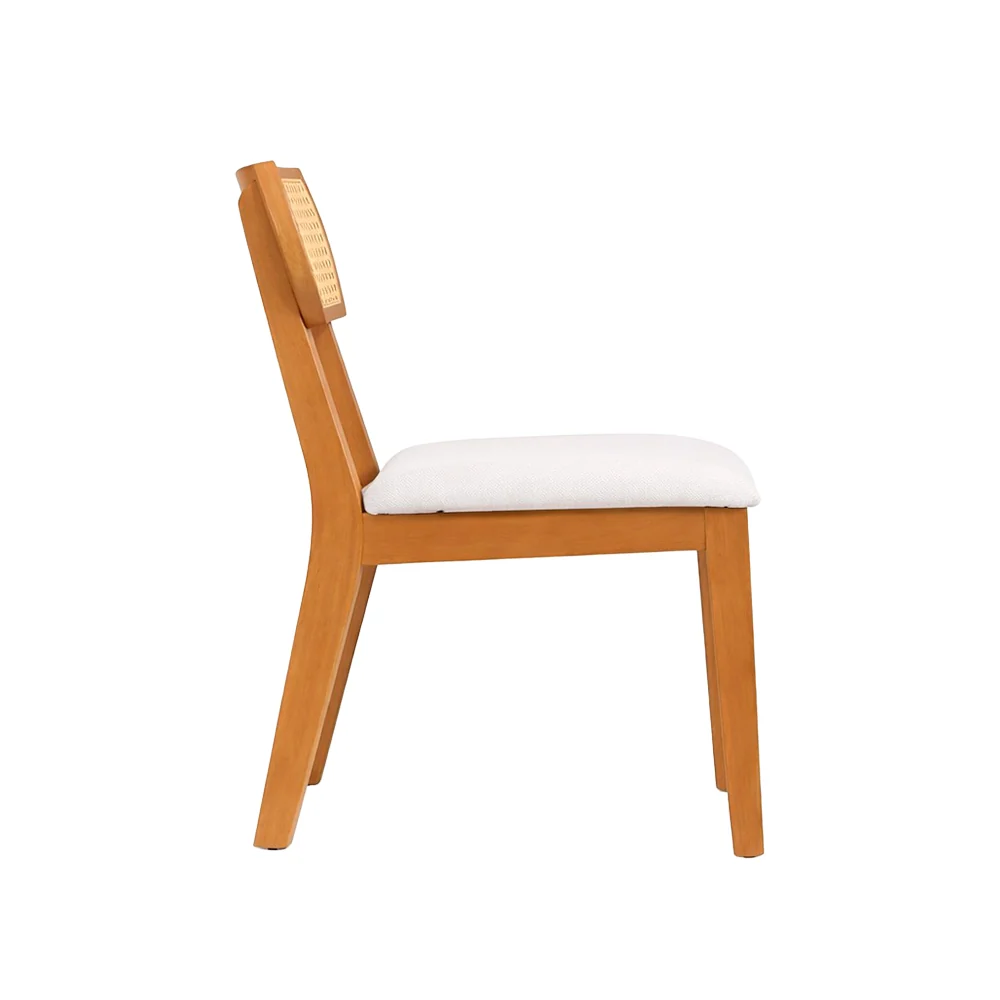 Conjunto 2 Cadeiras de Jantar Sienna com Tela Amêndoa e Linho Off White - WP 60080 Off-white — foto 4 de 5