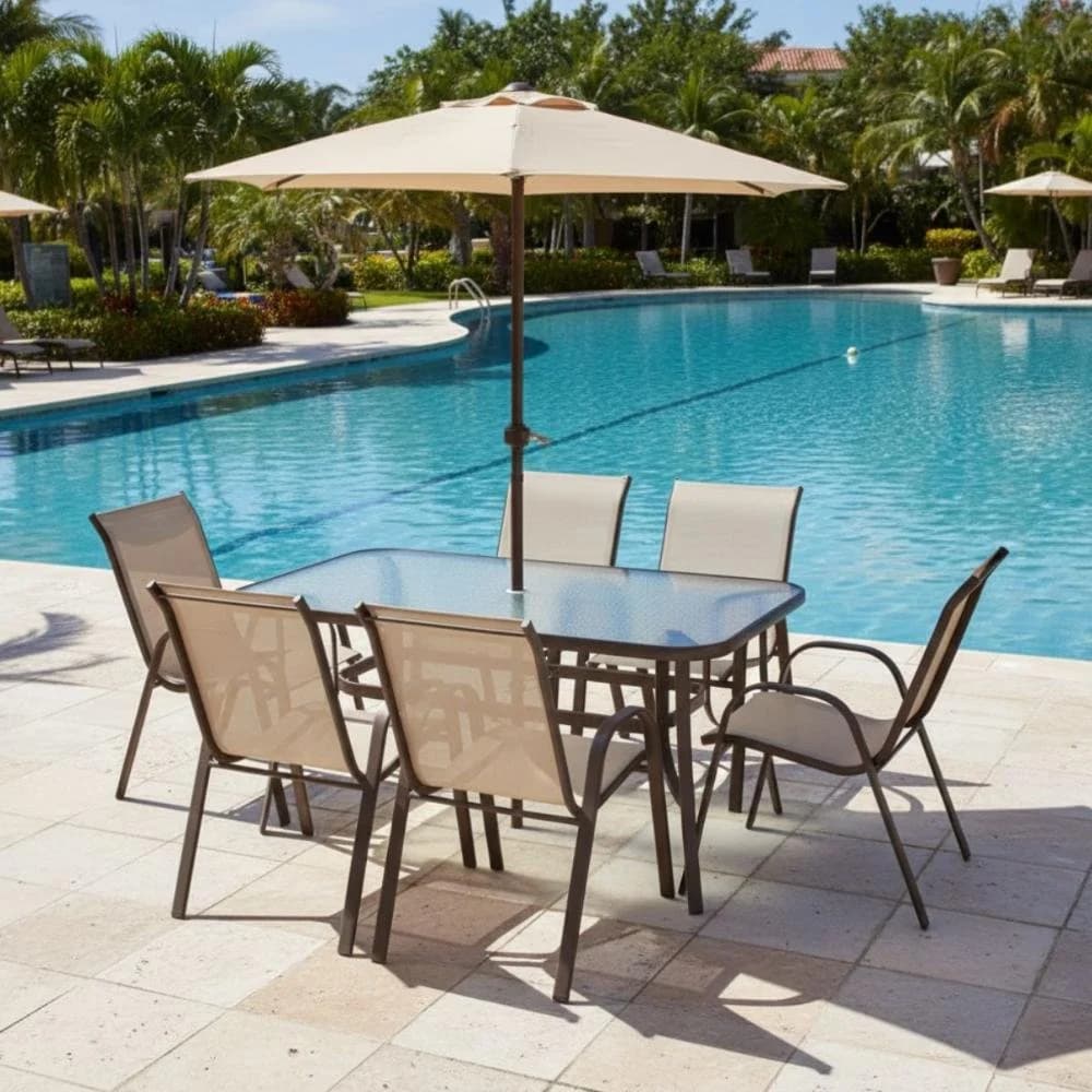 Conjunto Jardim Texas Com Mesa Guarda-sol e Cadeiras Mor Único — foto 2 de 4