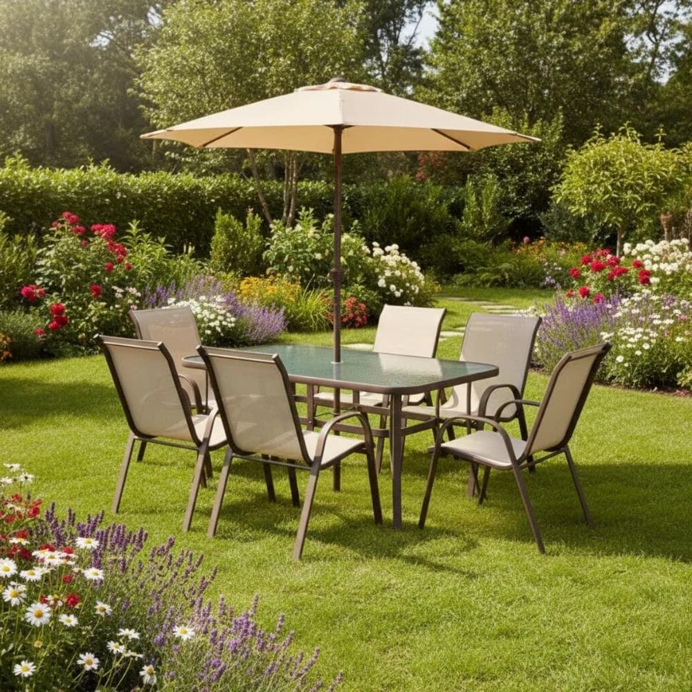 Conjunto Jardim Texas Com Mesa Guarda-sol e Cadeiras Mor Único — foto 3 de 4