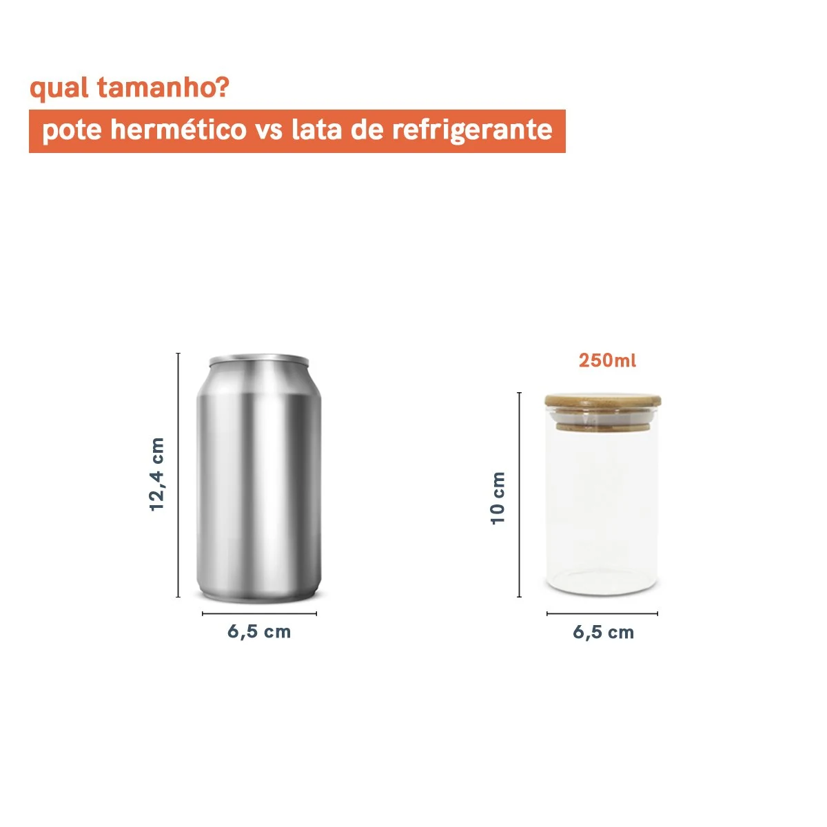 Jogo de 6 Potes Herméticos de Vidro Tampa de Bambu - 250 Ml Oikos Natural — foto 5 de 8