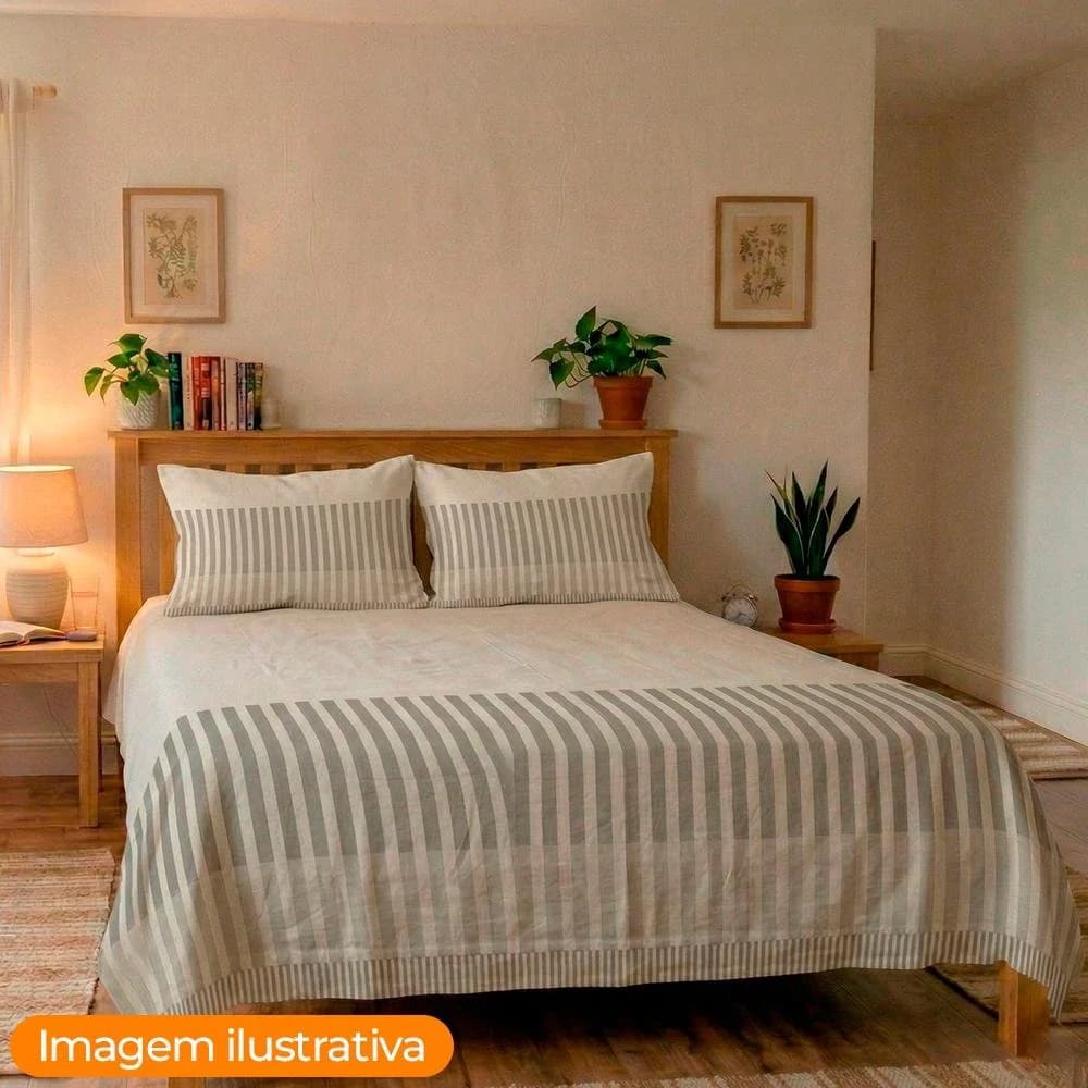 Jogo de Cama de Casal 130 Fios Duplo 4 peças Listrado Vetra Camesa Listrado · Casal — foto 2 de 5