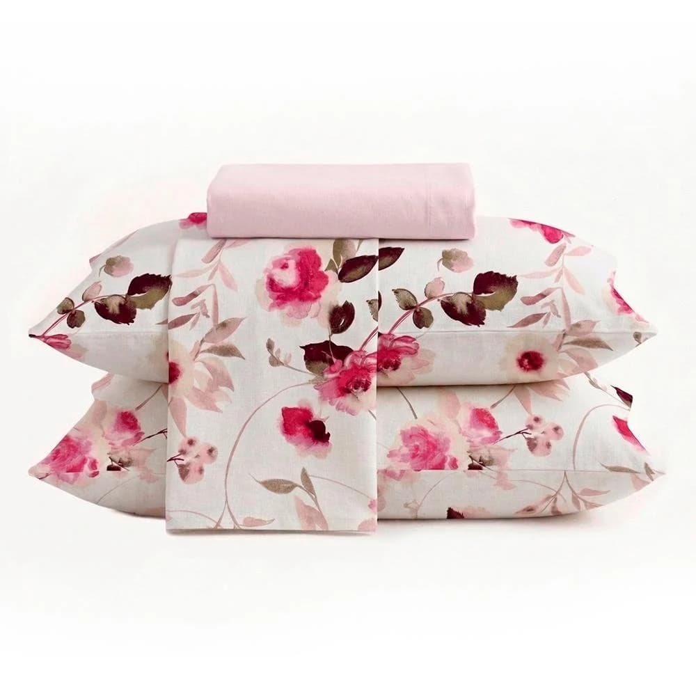 Jogo de Cama de Casal 150 Fios Duplo 4 peças Floral Elara Camesa 1.01799.01.9999 Floral · Casal — foto 1 de 5