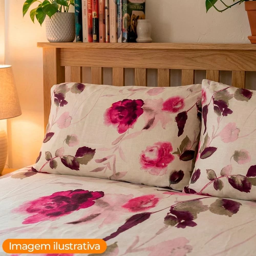 Jogo de Cama de Casal 150 Fios Duplo 4 peças Floral Elara Camesa 1.01799.01.9999 Floral · Casal — foto 3 de 5