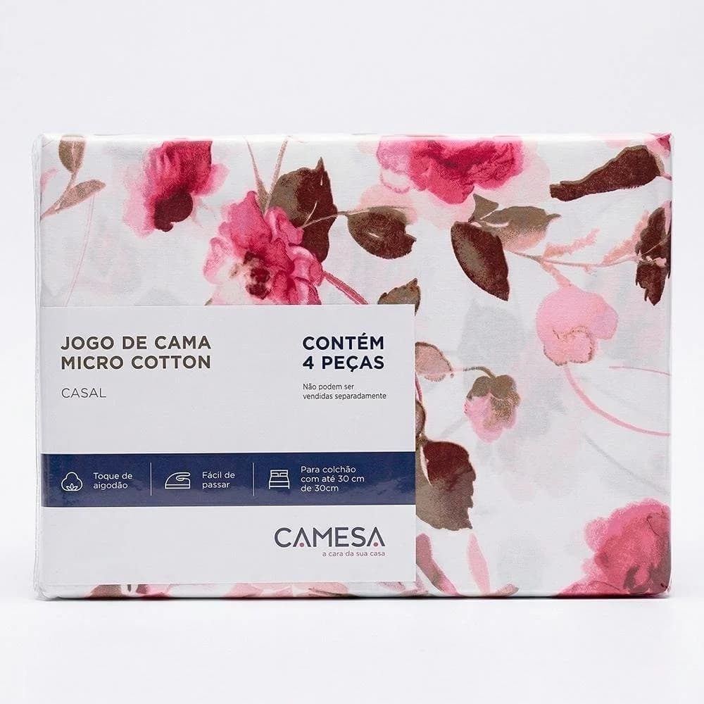 Jogo de Cama de Casal 150 Fios Duplo 4 peças Floral Elara Camesa 1.01799.01.9999 Floral · Casal — foto 4 de 5
