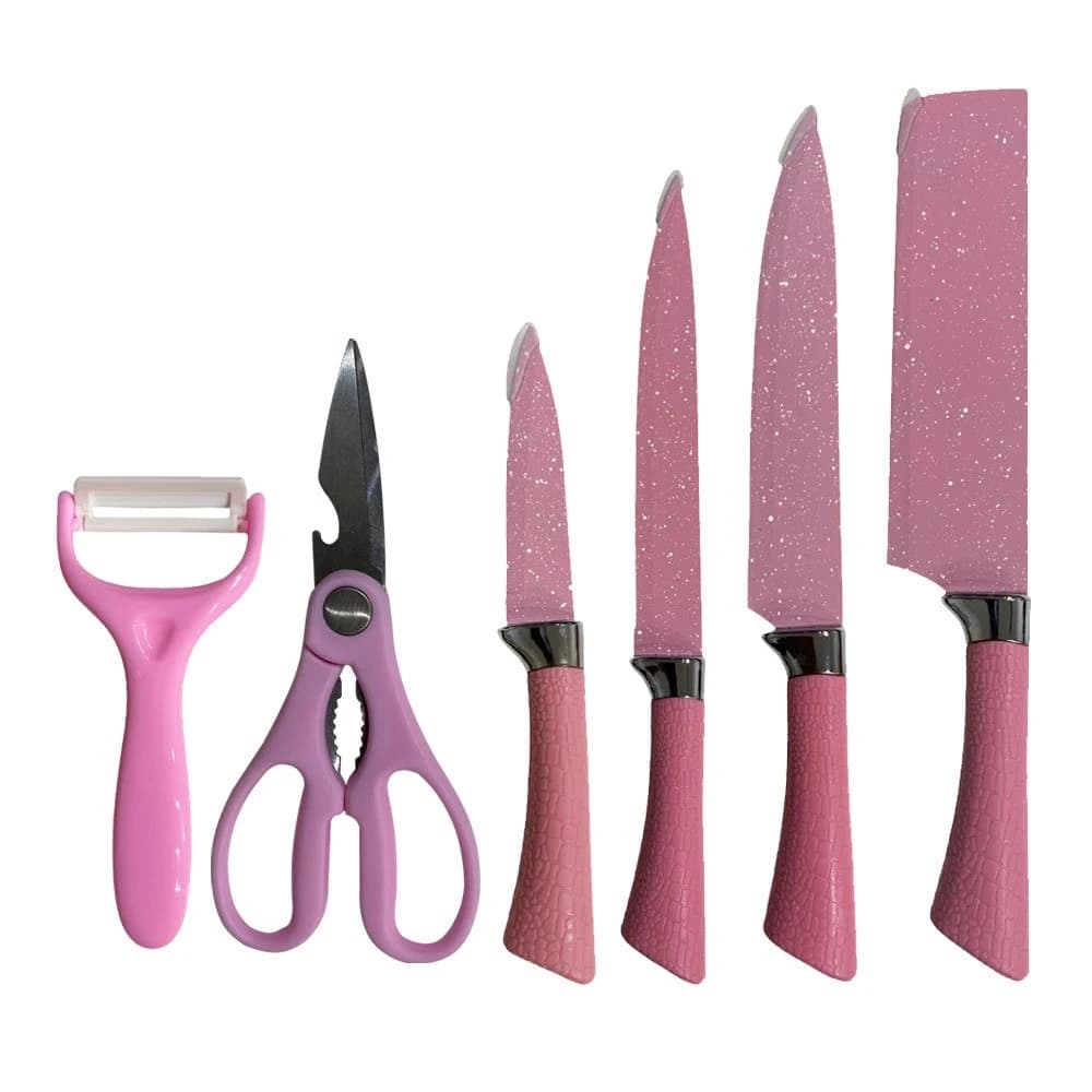 Jogo de Facas Rosa Kit com 6 Peças Beleza e Precisão para Sua Cozinha