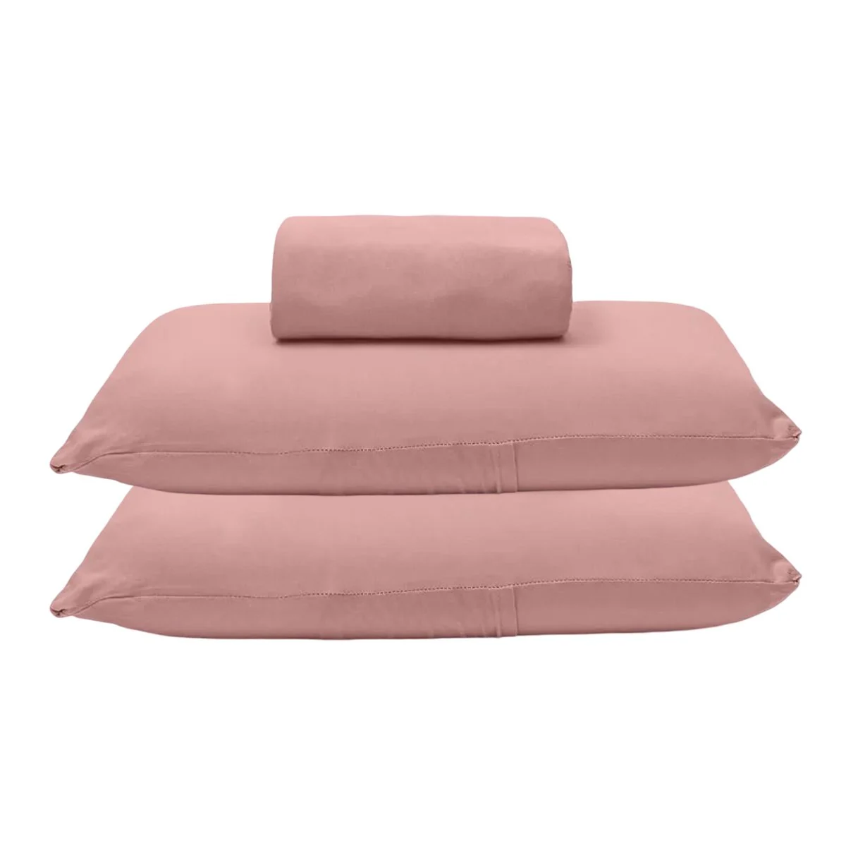 Jogo de Lençol KazzaVip Queen Malha 100% Algodão Basic Liso 3 Peças Rosa Pastel Rosa · Queen — foto 1 de 4