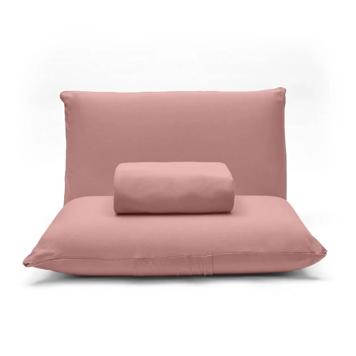 Jogo de Lençol KazzaVip Queen Malha 100% Algodão Basic Liso 3 Peças Rosa Pastel Rosa · Queen — foto 3 de 4