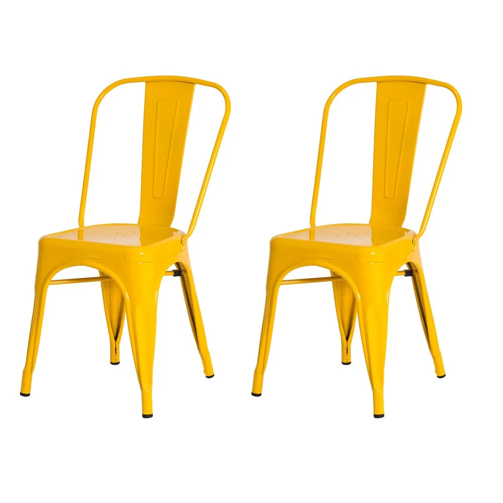 Kit 2 Cadeiras Tolix Iron Design Amarela Aço Industrial Sala Cozinha Jantar Bar Amarelo — foto 1 de 1